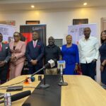 Premium Trust Bank MD, middle, with, MD Nilayo Sports Management Ltd, Chief Bukola Olopade and Yusuf Ali among others at the press conference to herald the Premium Trust Bank Abuja City International Half Marathon, at the bank's headquarters Monday in Lagos.