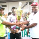 Gov Diri Receives Prosperity Cup Season Six Branded Jersey and Tournament Trophies