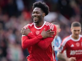 Ola Aina scored a brilliant goal to propel Nottingham Forest