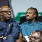Photo: President, ITTF Africa, Wahid Enitan Oshodi (left) with former Super Eagles star, Ogenyi Onazi during the final of the 2025 ITTF Africa West Regional Championships in Lagos...at the weekend